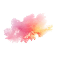 Naklejka premium Abstract colorful pink soft pastel color cloud multicolored ink drop fluid motion, Abstract pastel pink cloud with multicolored ink drops, isolated on transparent background