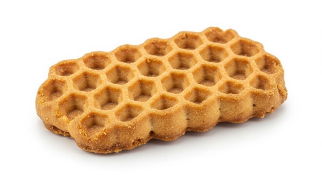 Isolated single oatmeal lace cookie on a plain background for dessert and bakery uses - Powered by Adobe