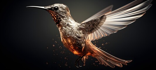 humming bird Wireframe, highly detailed,, Generative AI