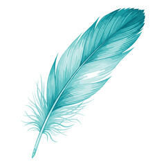 Fototapeta premium Teal Feather Watercolor Sublimation