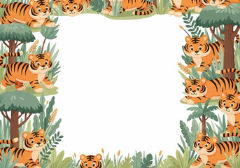 Horizontal art frame with a 4:3 aspect ratio featuring tigers