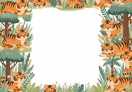 Horizontal art frame with a 4:3 aspect ratio featuring tigers