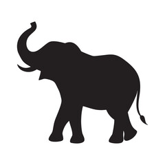 Silhouette of an elephant with its trunk raised