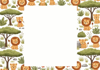 Fototapeta premium Horizontal art frame with a 4:3 aspect ratio featuring lions