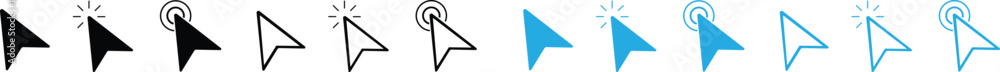 Fototapete Computer Cursors Mouse Click Pointer Icon Set and Computer Computer Mouse, Arrow Symbol, Icon Symbol, Computer Graphic, E-commerce Cursor icon click Outline and Solid Styles Easily editable Eps 10