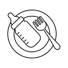 Baby Food Nutrition Planning Plate with Baby Bottle and Food Illustration