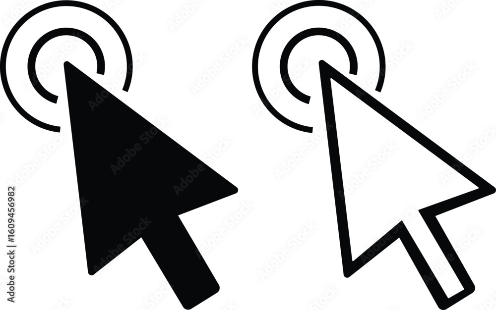 Fototapete Computer Cursors Mouse Click Pointer Icon Set and Computer Computer Mouse, Arrow Symbol, Icon Symbol, Computer Graphic, E-commerce Cursor icon click Outline and Solid Styles Easily editable Eps 10