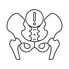 Pelvic Pain Icon Pelvis Bone with Pain Marker for Medical or Healthcare Designs