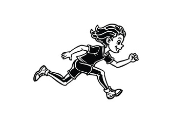 Fototapeta premium Silhouette of child running fast isolated on a white background