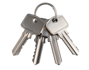 Close-Up of Silver House Keys on Ring