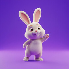 cute tiny 3d cartoon bunny character 