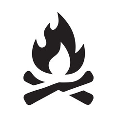 Campfire with flames silhouette icon for outdoor adventures
