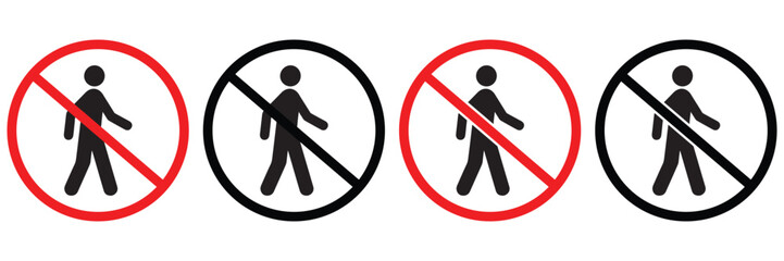 No Entry and Prohibited Signs Icon Set – Pedestrian, Hand Stop, Restricted  Access Warning Symbols Collection

