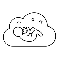 Cloud with Baby Icon Symbol of Pregnancy Dreams and New Beginnings in CMYK Colors