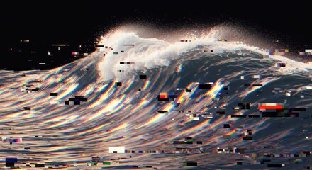 Wave distortion glitch effect digital art ocean