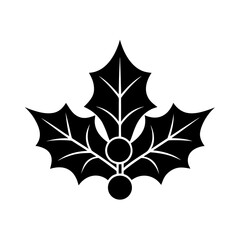 Holly Leaf and Berries Icon Vector Flat and Clean Look