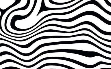 Abstract Horizontal Background With Colorful Waves Lines. Twisted Duo Tone Backgrounds. Abstract Pattern From Lines, Halftone Effect. Black And White In Style Retro 60s, 70s.