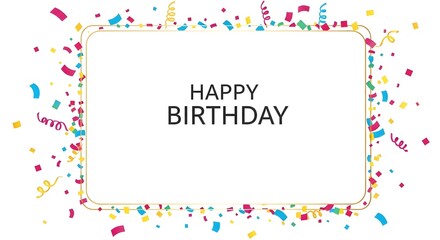 Festive birthday greeting card with confetti border.