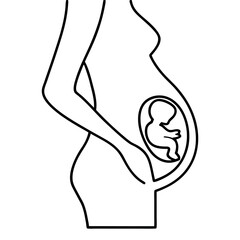 Second Trimester Pregnancy Silhouette Growing Belly Illustration for Maternity and Healthcare Designs