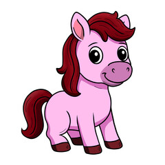 Cute Pink Cartoon Pony – Adorable Horse Character Illustration