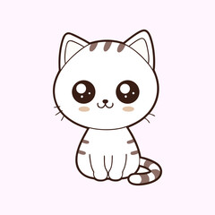 Cute Cartoon Cat Characters on Isolated Background