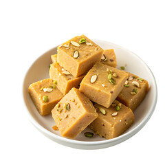 Indian sweet barfi dessert isolated on transparent background