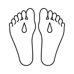 Swollen Feet Illustration Pair of Feet with Water Droplets Edema and Medical Condition