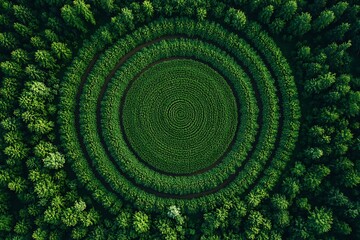 Spiral crop pattern in green field high resolution picture