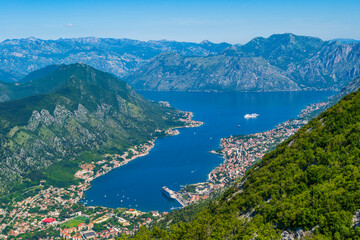 Aerial view of the Bay of Kotor, Montenegro