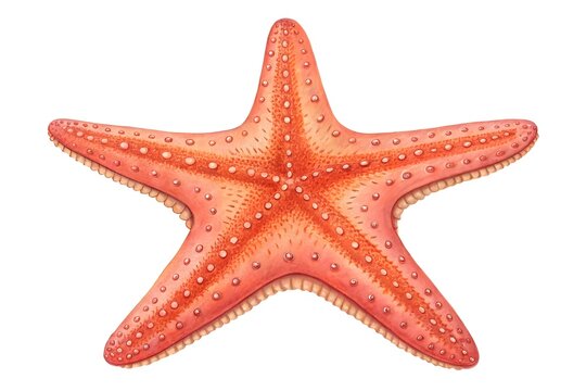 A detailed illustration of a vibrant red starfish