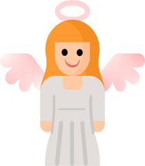 Vector, Cartoon angel character with halo and wings in pastel colors  