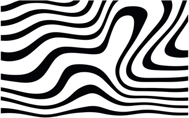 Abstract Horizontal Background With Colorful Waves Lines. Twisted Duo Tone Backgrounds. Abstract Pattern From Lines, Halftone Effect. Black And White In Style Retro 60s, 70s.