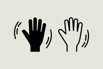 Obraz premium Waving hand icon silhouette and outline