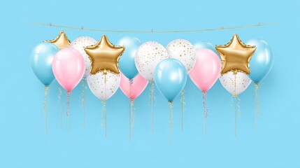 A celebration of pastel balloons in a party design.