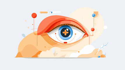 Abstract illustration of human eye on colorful geometric background  