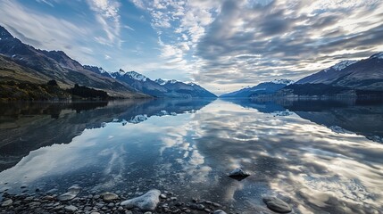 Obraz premium Lake Wakatipu, New Zealand: Alpine-Encircled Glacial Waters, Queenstown Shores, and Scenic South Island Landscapes