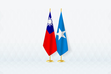 Taiwan and Somalia Flags Side by Side, Symbol of International Partnership.