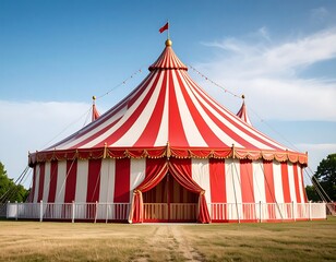 Grand circus tent under a vibrant blue sky (1)