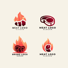 Modern Gradient Steak and Meat Logo Icon Collection. Colorful Grill and Butcher Branding Set