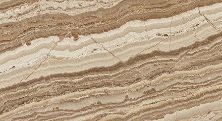 Obraz premium Elegant beige and brown onyx stone texture with wavy lines and subtle cracks.