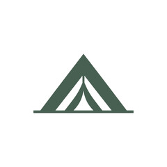 Minimalist tent silhouette against a clear sky, representing outdoor adventure and camping