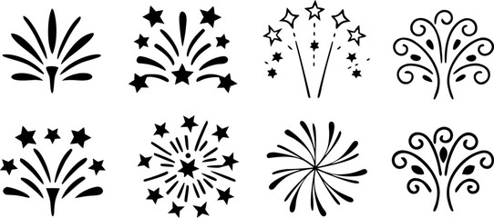 Celebration fireworks vector graphic design elements festive party celebration explosion burst sparkle holiday design - vector illustration