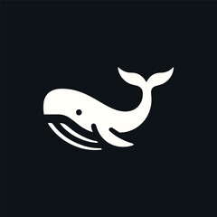 Obraz premium Minimalist whale illustration swimming gracefully in a dark ocean background, perfect for marine themes