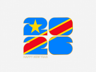 Obraz premium Abstract numbers 2026 with flag of DR Congo.
