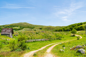 Naklejka premium View of a countryside in small village Trsa in Montenegro