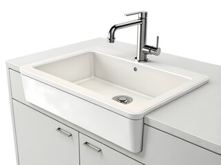 Modern Farmhouse Kitchen Sink and Faucet on transparent background
