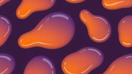 Abstract organic shapes with vibrant orange and purple gradient seamless pattern