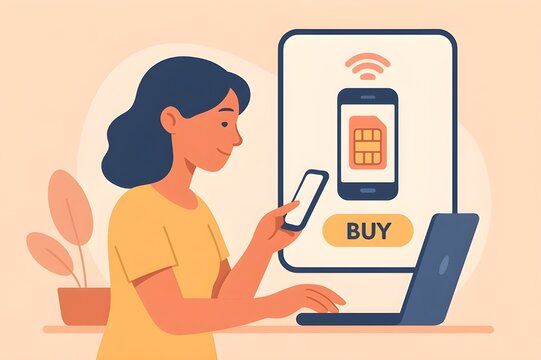 Online Mobile Credit Purchase 2D Illustration of Woman Using App
