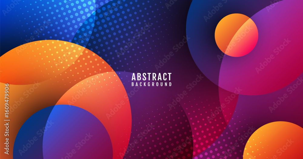 Poster 3d colorful abstract background overlap layer on dark space with circles effect decoration. modern g