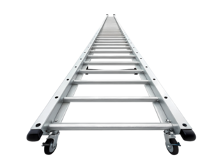 A Straight Path Up An Aluminum Extension Ladder on transparent background